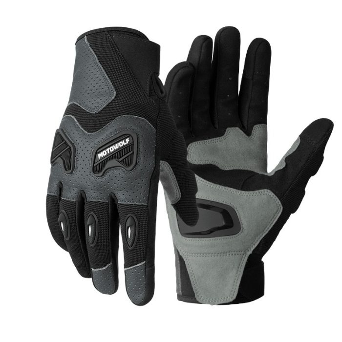 MOTOWOLF MDL 0341 Motorcycle Gloves Genuine leather and cloth gloves Comfortable to wear, breathable, durable, Brand: Motowolf