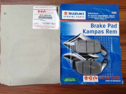 Suzuki GSX-R Brake Pad Rear 69101-34810-000 Part No: 69101-348110-000 Brake Pad Made In Indonesia Brake Pad Fits to Suzuki GSXR and GSX-S Brake Pad Set Original item and official product Suzuki GSXR original brake pad Set