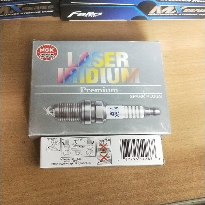 "NGK Laser Iridium Spark Plugs made in Japan for high-performance engines."