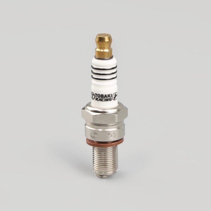 "Tobaki Racing Single Iridium Spark Plug available in various sizes for high-performance motorcycles."