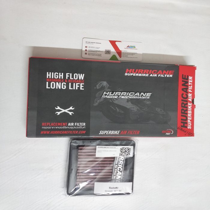 "Hurricane Air Filter for Suzuki Gixxer, a high-performance reusable air filter for better engine efficiency and protection."