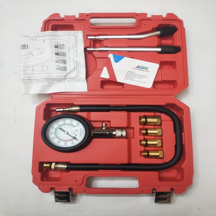 Petrol Engine Compressor Tester with Pressure Gauge and Adapters – Professional Diagnostic Tool for Cars and Motorcycles